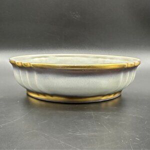 Vintage Pottery Dish Bowl Blue Gold Wein Keramos Austria MCM Succulent Planter